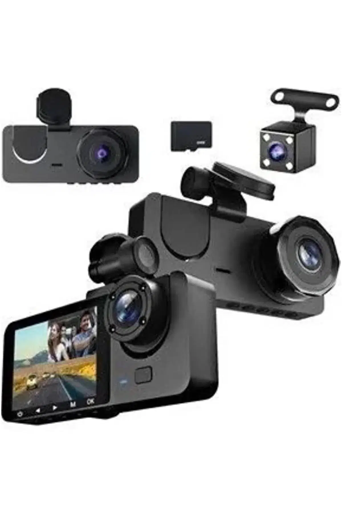 1080p Full Hd Çözünürlüklü Üç Kameralı Araç İçi Kamera - Park Ve Sürüş Güvenliği 1080p Full Hd Çözünürlüklü Üç Kameralı Araç İçi Kamera - Park Ve Sürüş Güvenliği