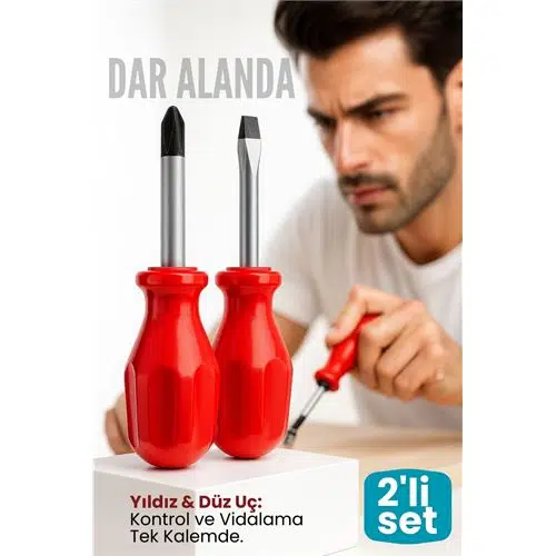 2'liTopaç Tornavida Seti: Avuçiçi Mini Yıldız ve Düz Uçlu Kısa Şaft Ufak Vidalama Anahtarı 2'liTopaç Tornavida Seti: Avuçiçi Mini Yıldız ve Düz Uçlu Kısa Şaft Ufak Vidalama Anahtarı