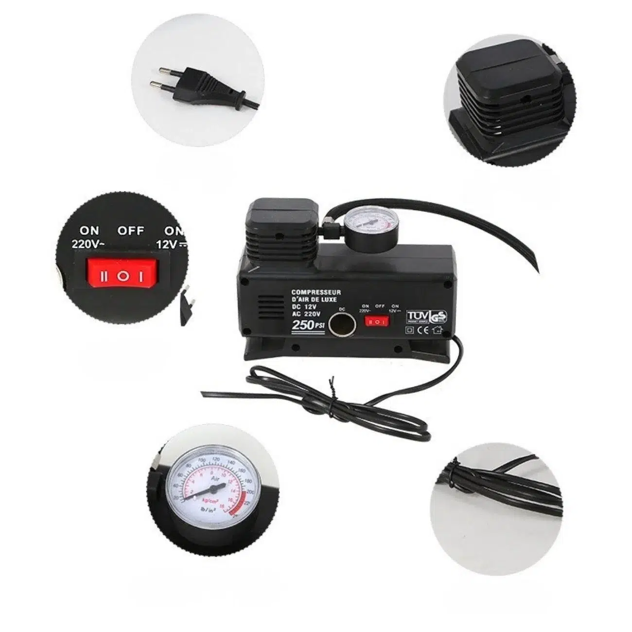 220 Volt-12 Volt 250 Psi Psi Kompresör Lastik Hava Şişirme Oto Pompası Fişli Çakmaklıklı 220 Volt-12 Volt 250 Psi Psi Kompresör Lastik Hava Şişirme Oto Pompası Fişli Çakmaklıklı