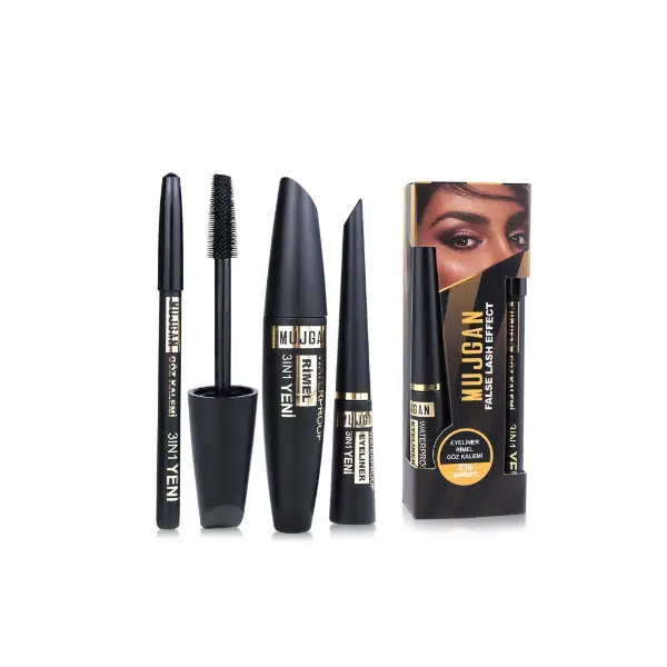 3'ü 1 Arada Göz Makyajı Seti - Eyeliner, Maskara, Kalem 3'ü 1 Arada Göz Makyajı Seti - Eyeliner, Maskara, Kalem