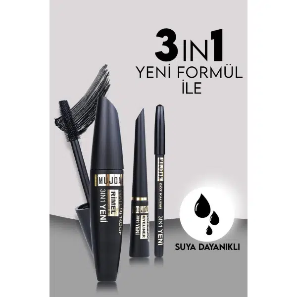 3'ü 1 Arada Göz Makyajı Seti - Eyeliner, Maskara, Kalem 3'ü 1 Arada Göz Makyajı Seti - Eyeliner, Maskara, Kalem