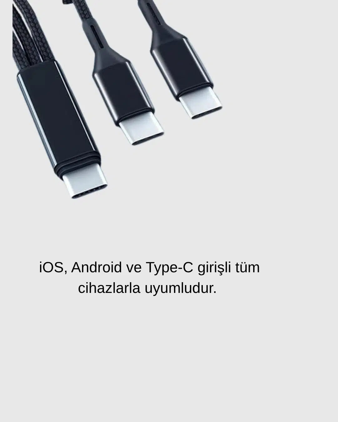 3’ü 1 Arada Şarj Kablosu Type-c İos Android Uyumlu Hızlı Ve Güvenli Şarj 3’ü 1 Arada Şarj Kablosu Type-c İos Android Uyumlu Hızlı Ve Güvenli Şarj