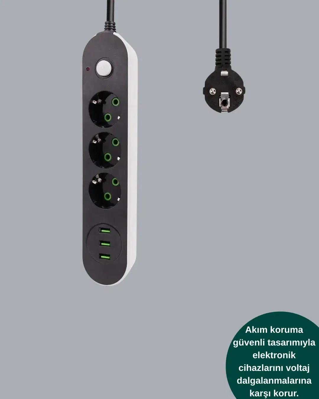 3 Usb Çıkışlı Hızlı Şarjlı Anahtarlı Üçlü Priz 3 Usb Çıkışlı Hızlı Şarjlı Anahtarlı Üçlü Priz