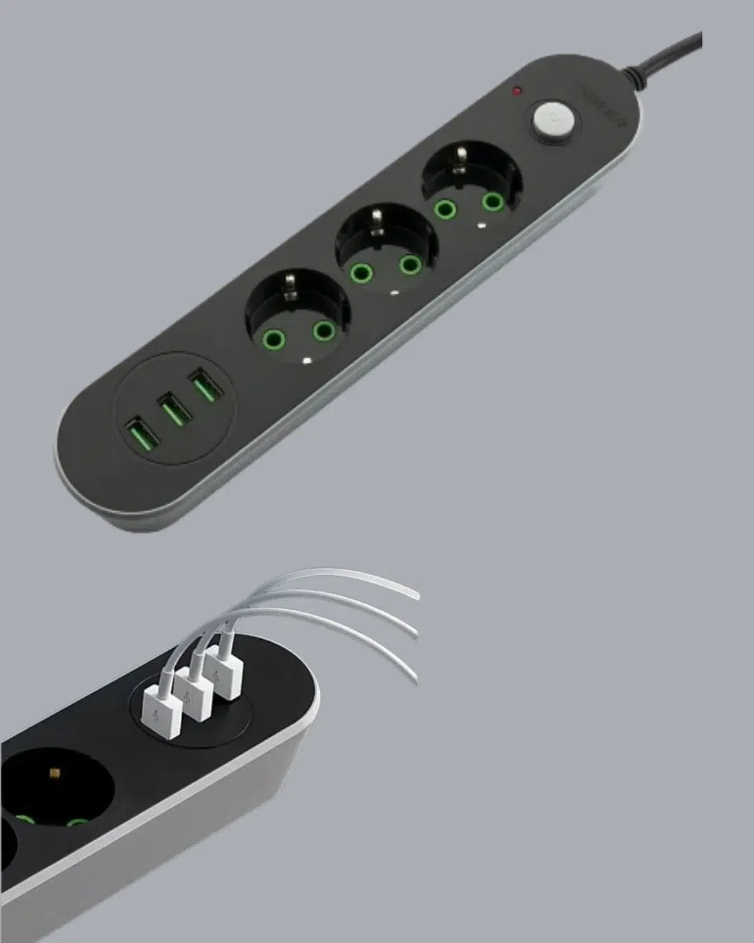 3 Usb Çıkışlı Hızlı Şarjlı Anahtarlı Üçlü Priz 3 Usb Çıkışlı Hızlı Şarjlı Anahtarlı Üçlü Priz
