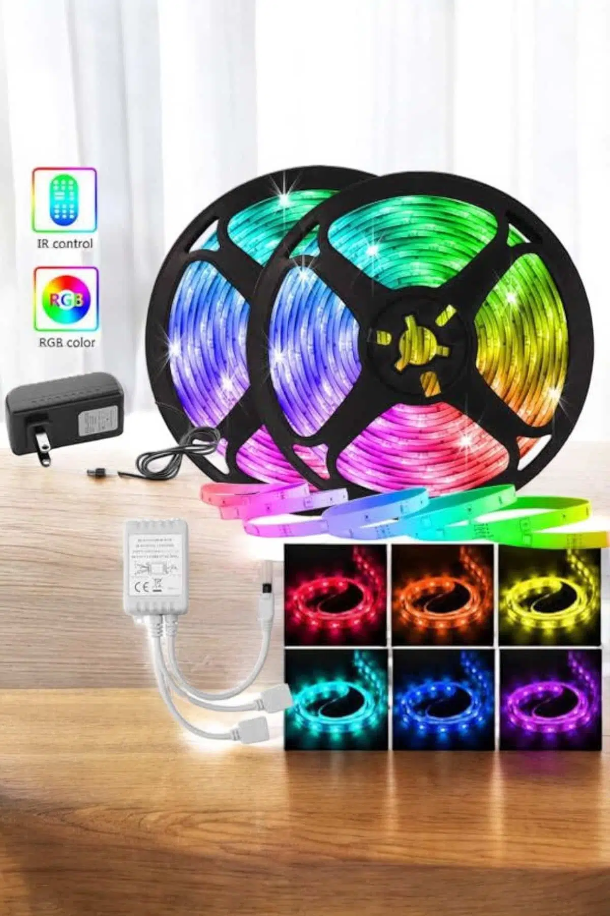 5 Metre Şerit Led Rgb Işıklı Kumandalı Güç Adaptörü Her Ortama Uygun 5 Metre Şerit Led Rgb Işıklı Kumandalı Güç Adaptörü Her Ortama Uygun