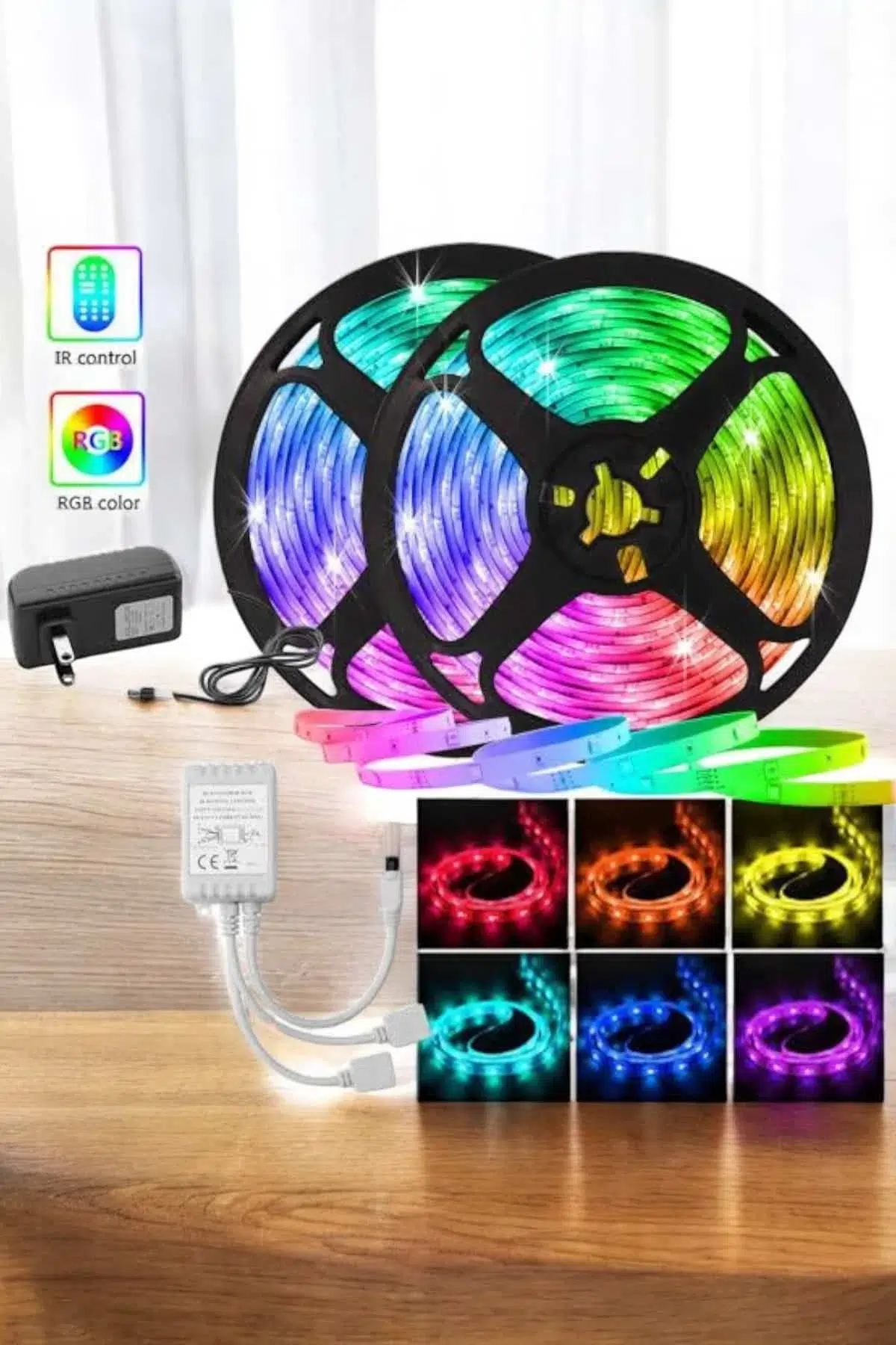 5 Metre Şerit Led Rgb Işıklı Kumandalı Güç Adaptörü Her Ortama Uygun 5 Metre Şerit Led Rgb Işıklı Kumandalı Güç Adaptörü Her Ortama Uygun