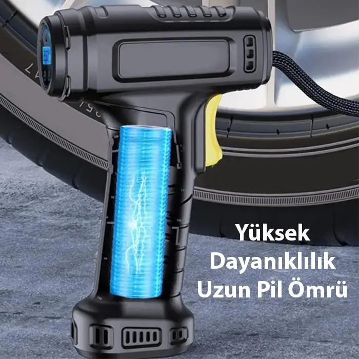 ALLY 120W Kablosuz Basınç Göstergeli Mini Hava Popmpası Kompresör ALLY 120W Kablosuz Basınç Göstergeli Mini Hava Popmpası Kompresör