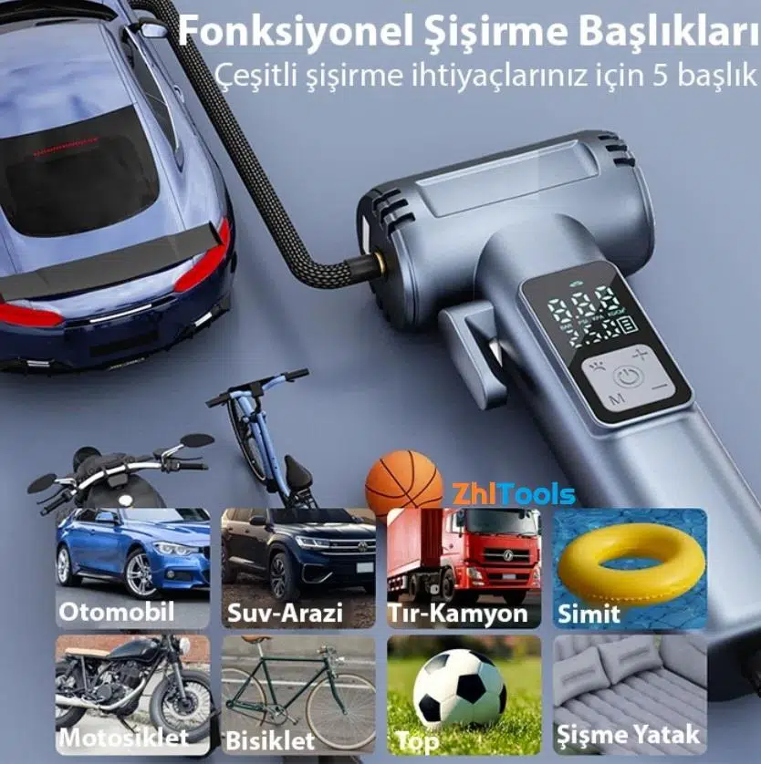 Zhltools ST-5530 Dijital Şarjlı Araç Lastik Hava Şişirme Pompası Power bank Penere Kırıcı Zhltools ST-5530 Dijital Şarjlı Araç Lastik Hava Şişirme Pompası Power bank Penere Kırıcı