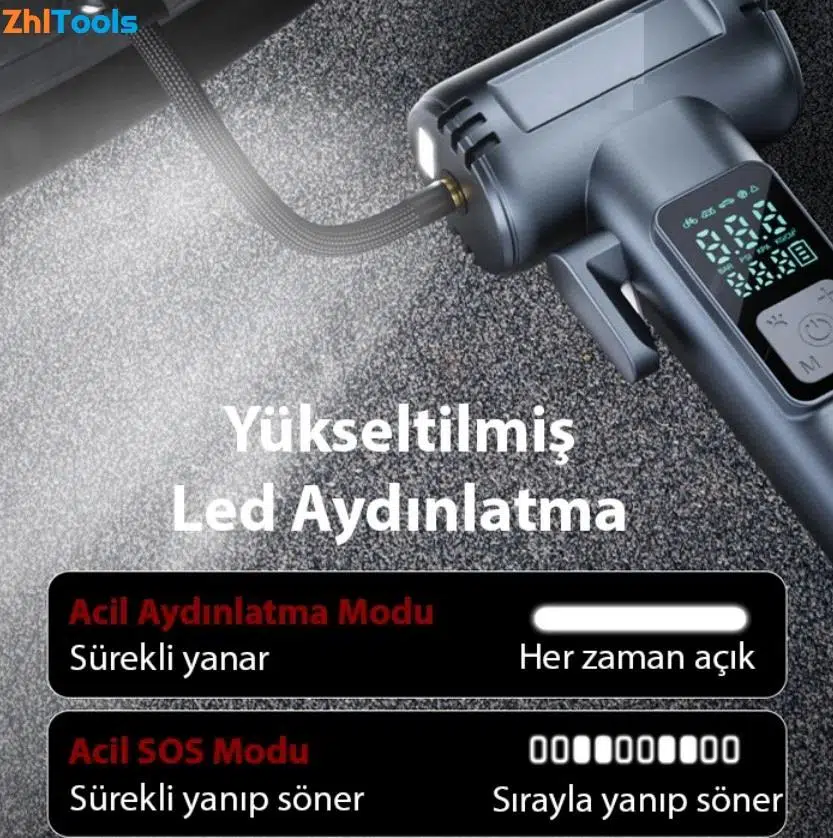 Zhltools ST-5530 Dijital Şarjlı Araç Lastik Hava Şişirme Pompası Power bank Penere Kırıcı Zhltools ST-5530 Dijital Şarjlı Araç Lastik Hava Şişirme Pompası Power bank Penere Kırıcı