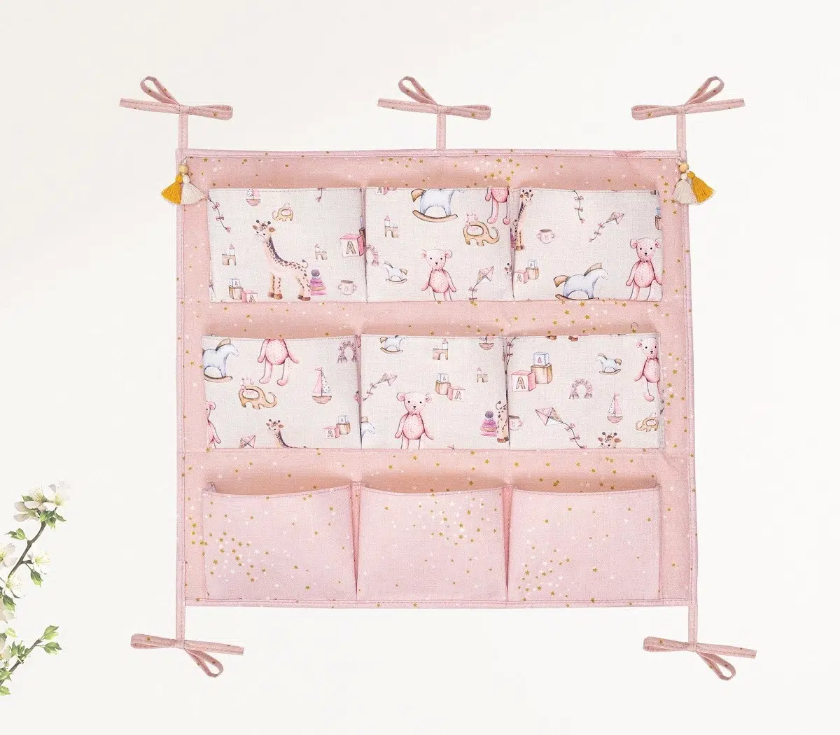 Baby 9 Cepli Bağlamalı Beşik Kenarı Düzenleyici (pembe) Baby 9 Cepli Bağlamalı Beşik Kenarı Düzenleyici (pembe)