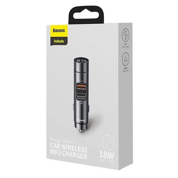 Baseus 18W Hızlı Şarj Column Bluetooth 5.0 Araç MP3 Dual Usb Araç Şarjı Siyah Baseus 18W Hızlı Şarj Column Bluetooth 5.0 Araç MP3 Dual Usb Araç Şarjı Siyah