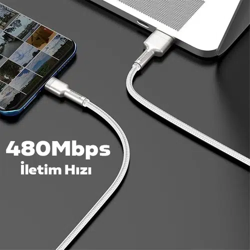 Baseus Cafule 66W Metal USB To Type-C Hızlı Şarj Kablosu 200CM Baseus Cafule 66W Metal USB To Type-C Hızlı Şarj Kablosu 200CM