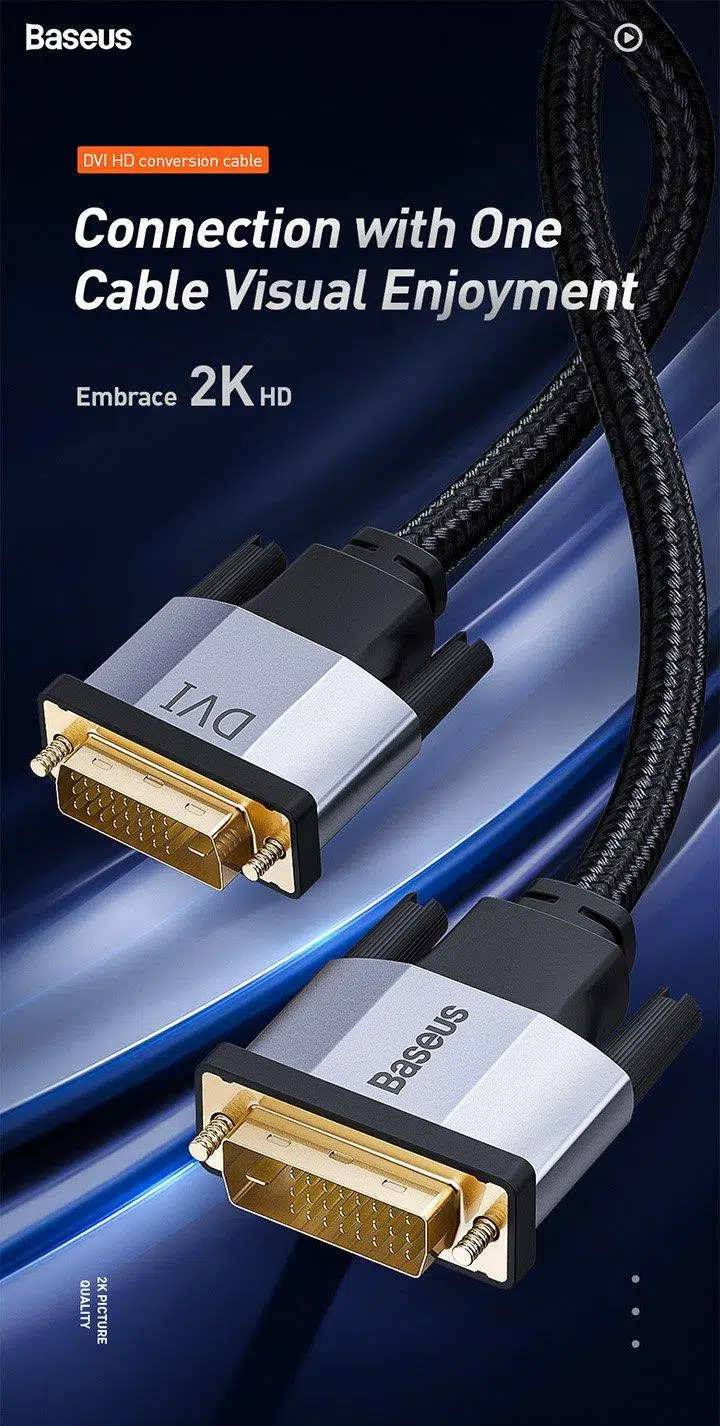 Baseus Enjoyment Series DVI to DVI HDTV Projeksiyon Kablo 3 mt CAKSX-S0G Baseus Enjoyment Series DVI to DVI HDTV Projeksiyon Kablo 3 mt CAKSX-S0G