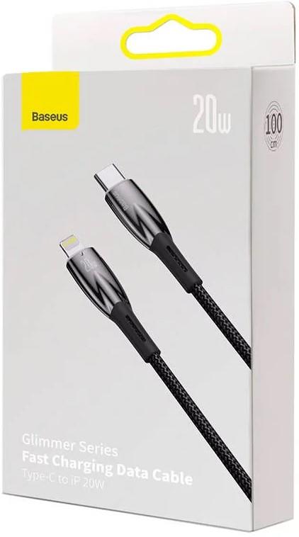 Baseus Glimmer Series 20W 100 cm Type-C To Lightning Şarj Kablosu Siyah Baseus Glimmer Series 20W 100 cm Type-C To Lightning Şarj Kablosu Siyah