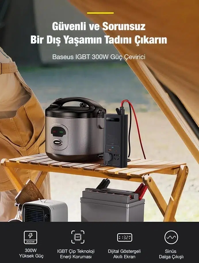 Baseus IGBT Power Inverter 300W AC 220V Araç İçi Çakmak Çevirici Elektrik Dönüştürücü Baseus IGBT Power Inverter 300W AC 220V Araç İçi Çakmak Çevirici Elektrik Dönüştürücü
