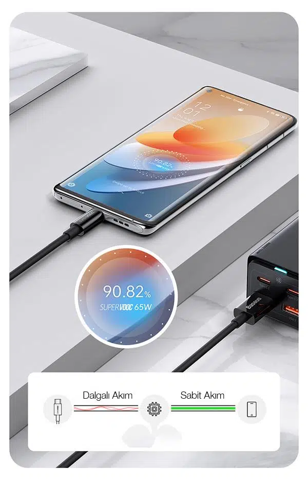 Baseus Superior Series 65W USB to Type-C Hızlı Data Şarj Kablosu 1m (SUPERVOOC) Baseus Superior Series 65W USB to Type-C Hızlı Data Şarj Kablosu 1m (SUPERVOOC)