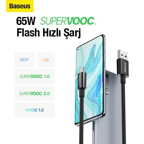 Baseus Superior Series 65W USB to Type-C Hızlı Data Şarj Kablosu 1m (SUPERVOOC) Baseus Superior Series 65W USB to Type-C Hızlı Data Şarj Kablosu 1m (SUPERVOOC)