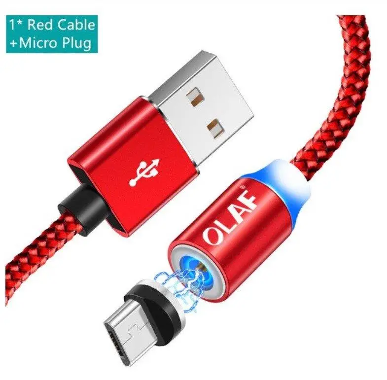 OLAF MANYETIK MIKNATISLI LEDLI MIKRO USB KABLO 100CM RED 46267 A0097