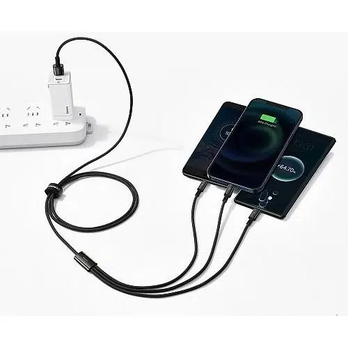 Baseus Tungsten Gold 3 In 1 USB To Type C, Lightning, Micro Şarj Data Kablosu Baseus Tungsten Gold 3 In 1 USB To Type C, Lightning, Micro Şarj Data Kablosu