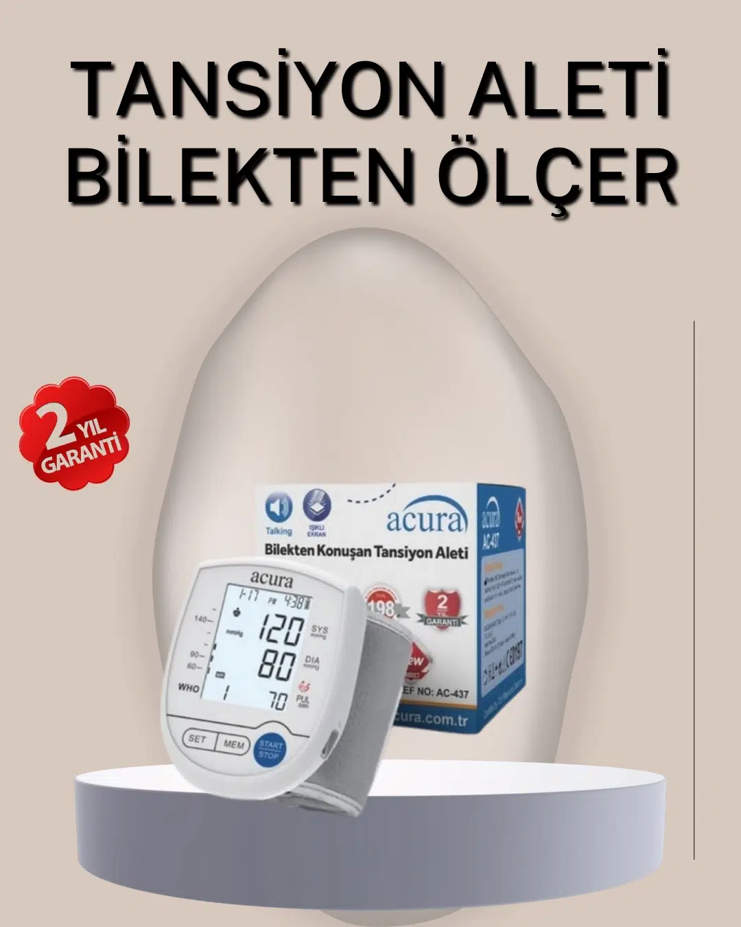 Bilekten Ölçer Tansiyon Aleti Şarjlı-pilli Hafızalı Pratik Kullanım