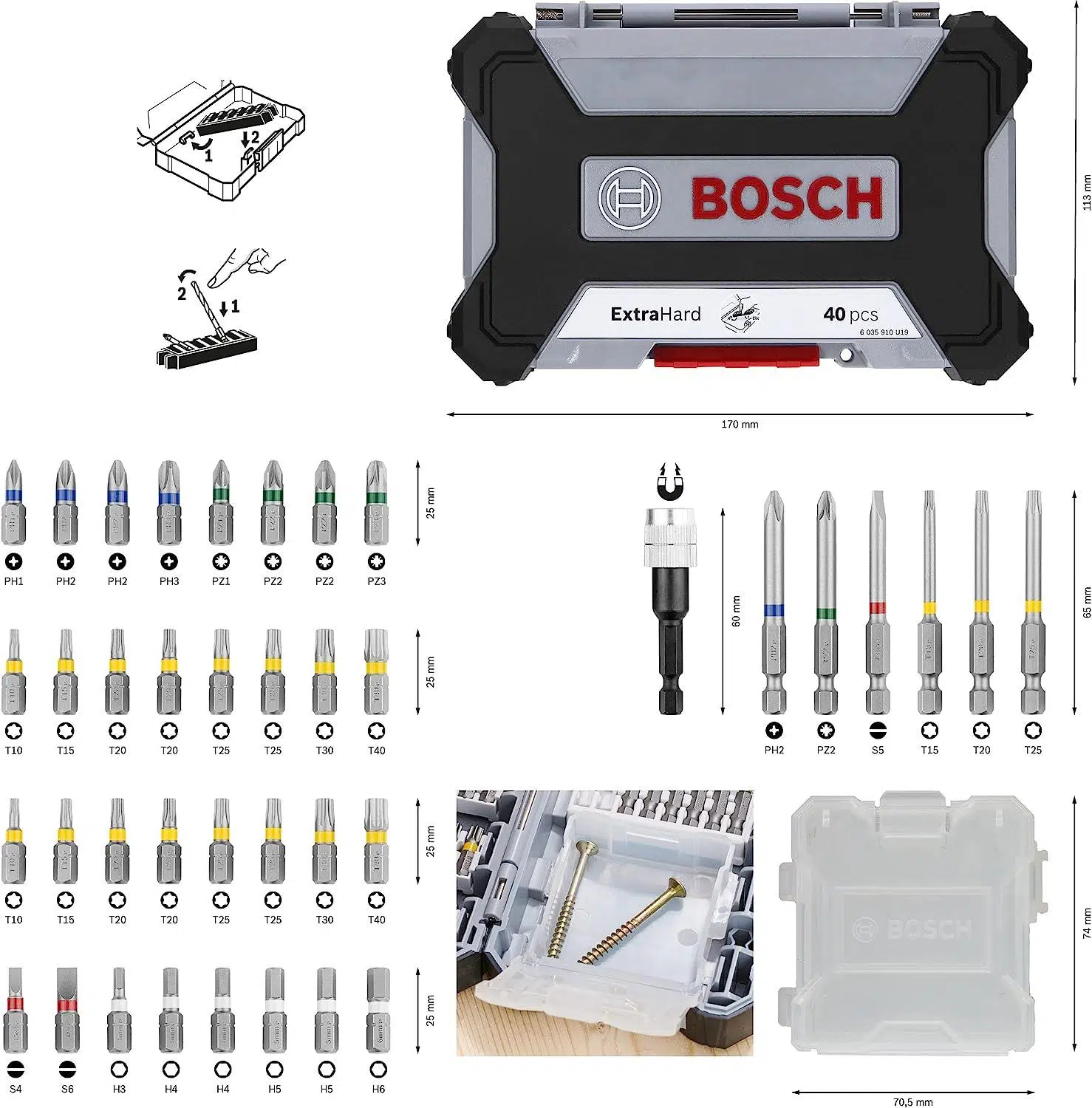 Bosh Profossional 40 Adet Extra Hard Tornavida Uç Seti Bosh Profossional 40 Adet Extra Hard Tornavida Uç Seti