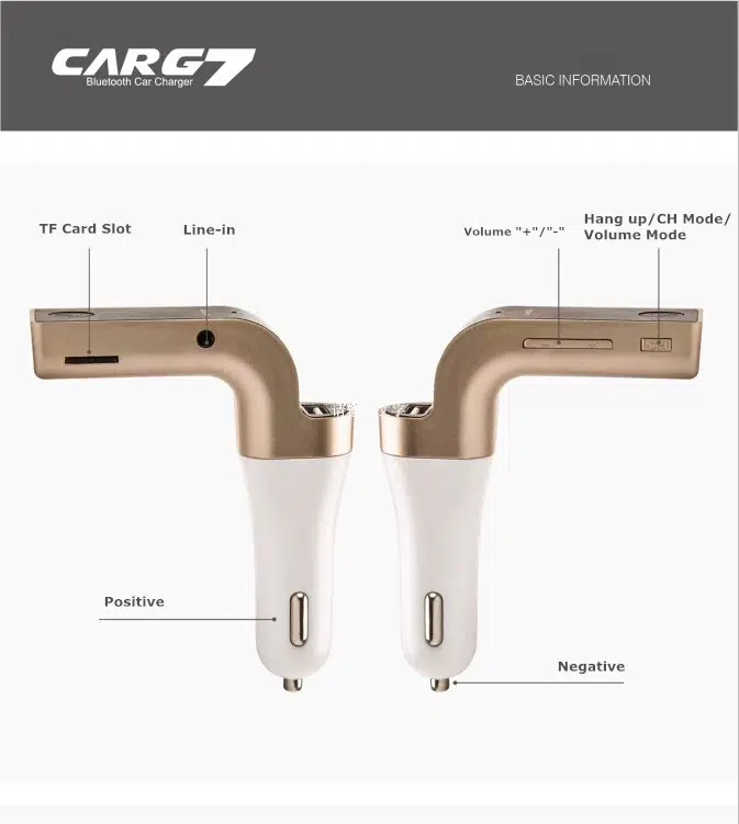 Carg7 Bluetooth Araç Fm Transmitter Usb Girişli Carg7 Bluetooth Araç Fm Transmitter Usb Girişli