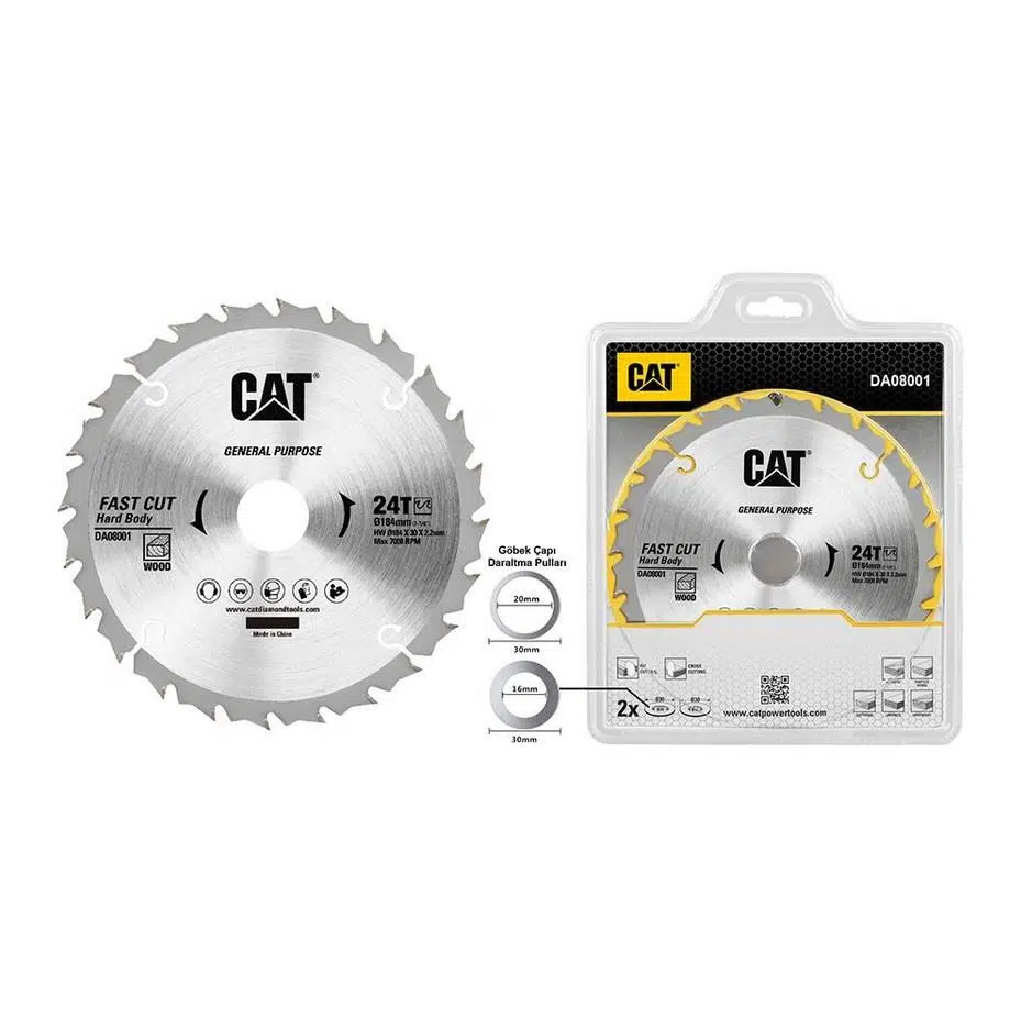 CAT DA08001 184x30mm Ahşap Kesme Elmas, Daire Testere Bıçağı 24 Diş CAT DA08001 184x30mm Ahşap Kesme Elmas, Daire Testere Bıçağı 24 Diş