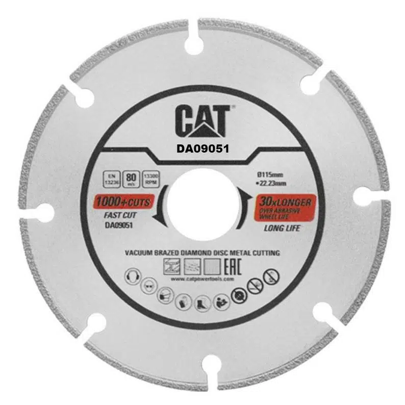 CAT DA09051 115mm Profesyonel Çelik, İnox, Demir Elmas Metal Kesme Diski (Soketli, Aralıklı Kenar)