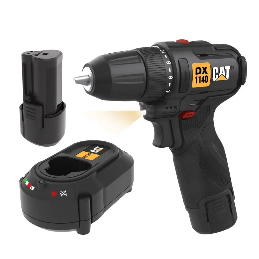 CAT DX1140 12Volt/2.0Ah Li-ion Çift Akülü Kömürsüz Profesyonel Şarjlı Darbesiz Matkap CAT DX1140 12Volt/2.0Ah Li-ion Çift Akülü Kömürsüz Profesyonel Şarjlı Darbesiz Matkap