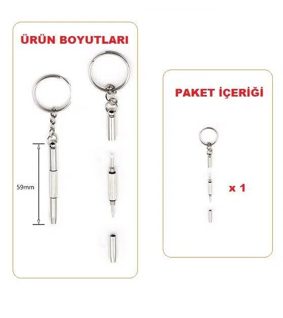 Cep Telefonu Gözlük Mini Anahtarlık 3 in 1 Tornavida Cep Telefonu Gözlük Mini Anahtarlık 3 in 1 Tornavida