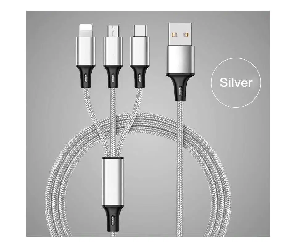 Concord 2.4A 120Cm 3 Çıkışlı Mikro Usb Lightning Type-C Kablo Concord 2.4A 120Cm 3 Çıkışlı Mikro Usb Lightning Type-C Kablo