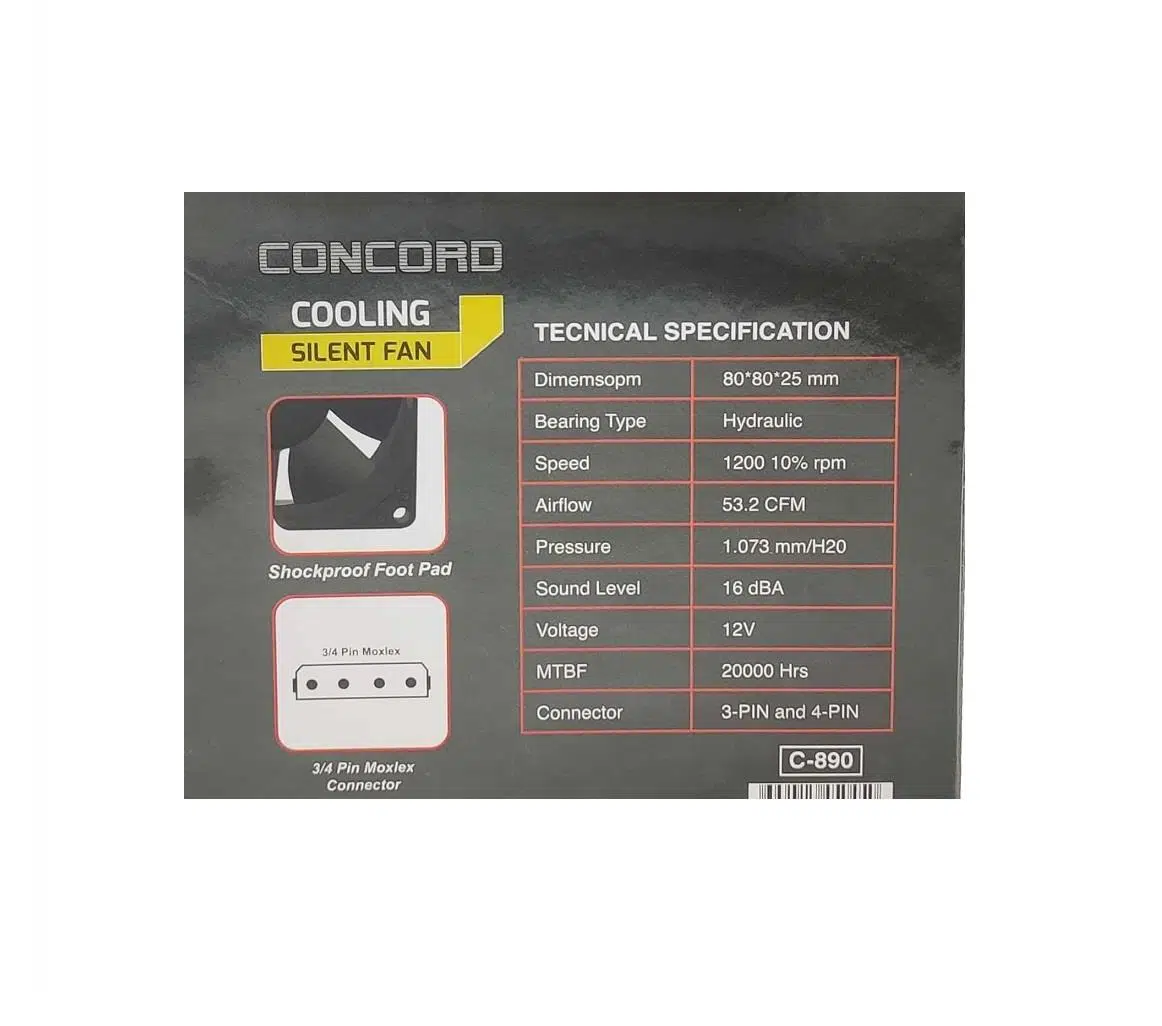 Concord 80x80mm 12 Laptop Soğutucu Silient Fan Concord 80x80mm 12 Laptop Soğutucu Silient Fan