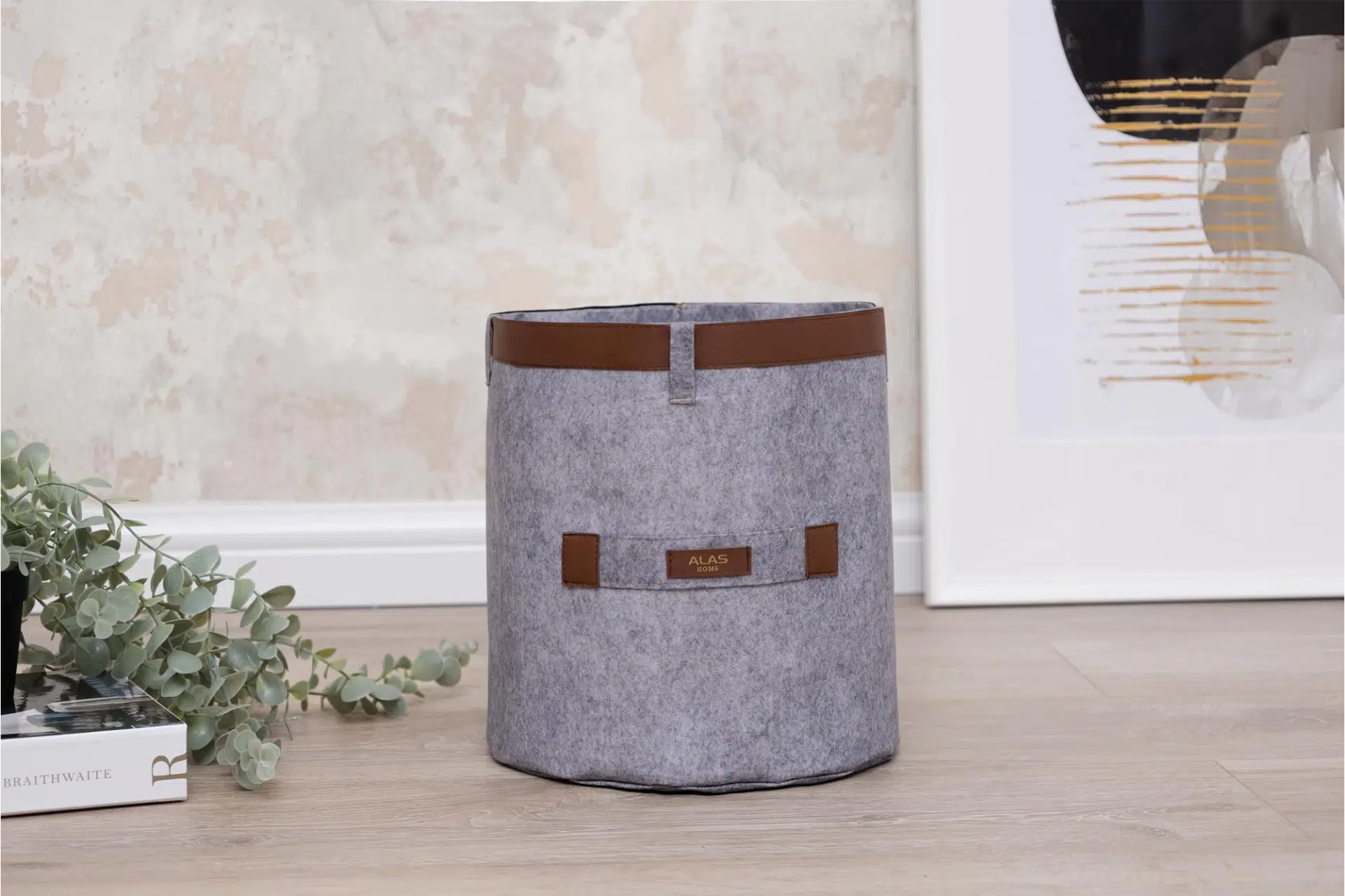 Deri Şeritli Yuvarlak Çok Amaçlı Düzenleyici Organizer Kutu Keçe Sepet (maxi) 03815 Deri Şeritli Yuvarlak Çok Amaçlı Düzenleyici Organizer Kutu Keçe Sepet (maxi) 03815