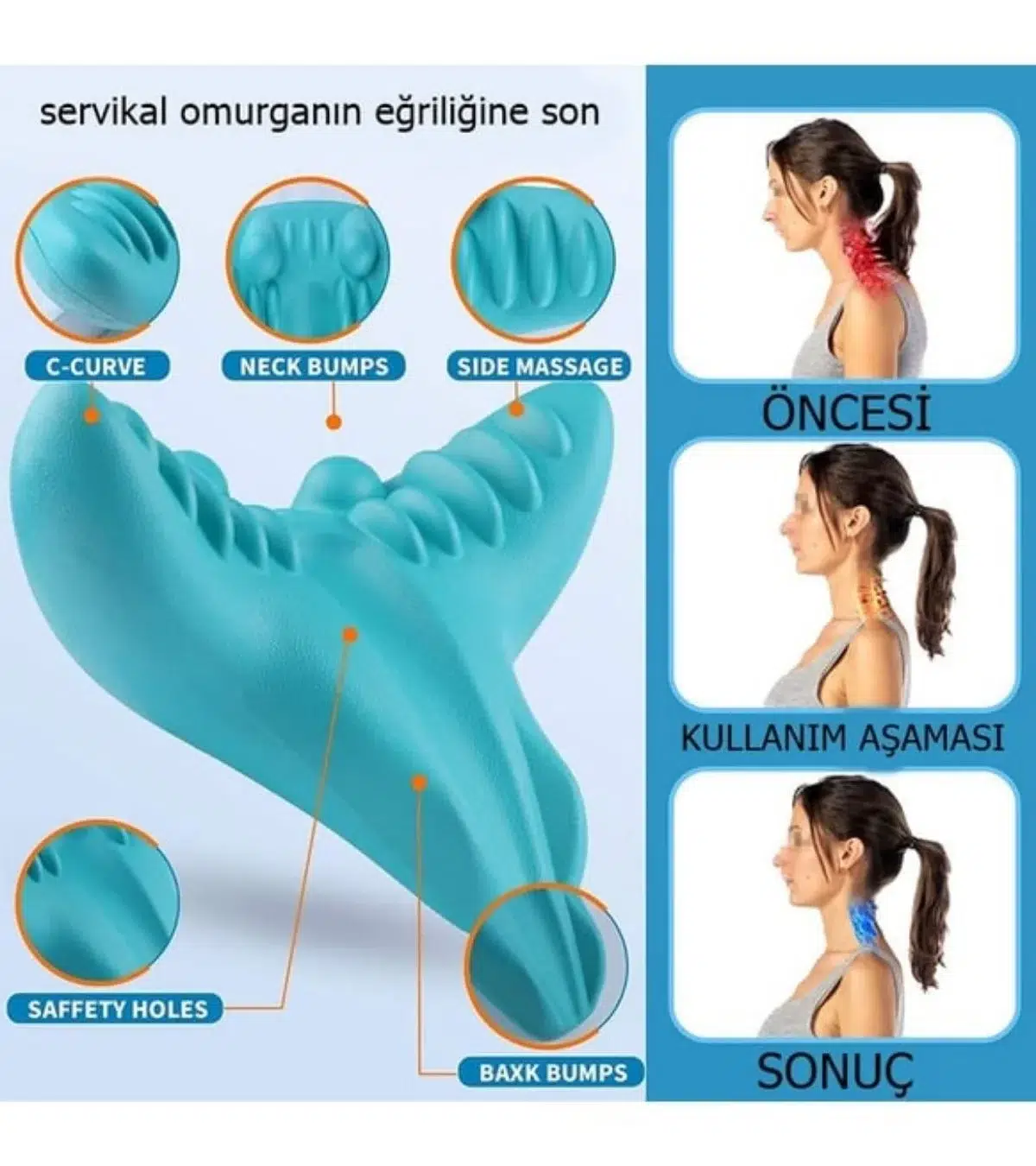 Ergonomik Boyun Masaj Yastığı – Servikal Traksiyon Destekli, Omurilik Ortopedik Yastık Ergonomik Boyun Masaj Yastığı – Servikal Traksiyon Destekli, Omurilik Ortopedik Yastık