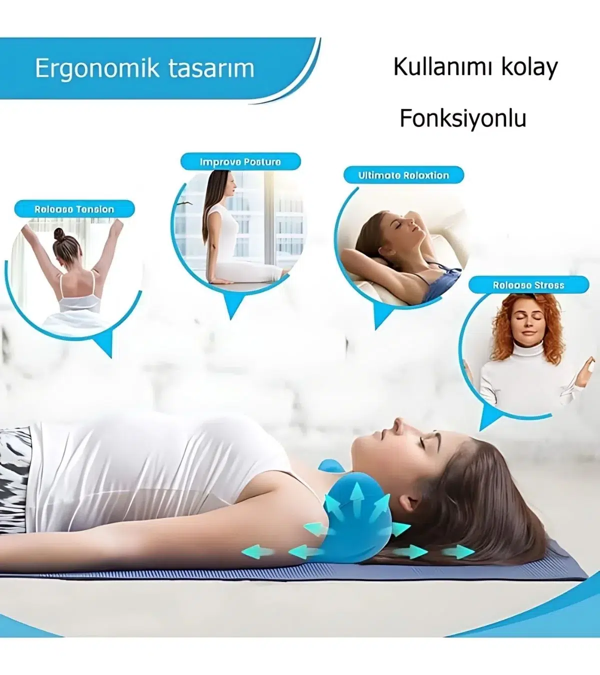 Ergonomik Boyun Masaj Yastığı – Servikal Traksiyon Destekli, Omurilik Ortopedik Yastık Ergonomik Boyun Masaj Yastığı – Servikal Traksiyon Destekli, Omurilik Ortopedik Yastık