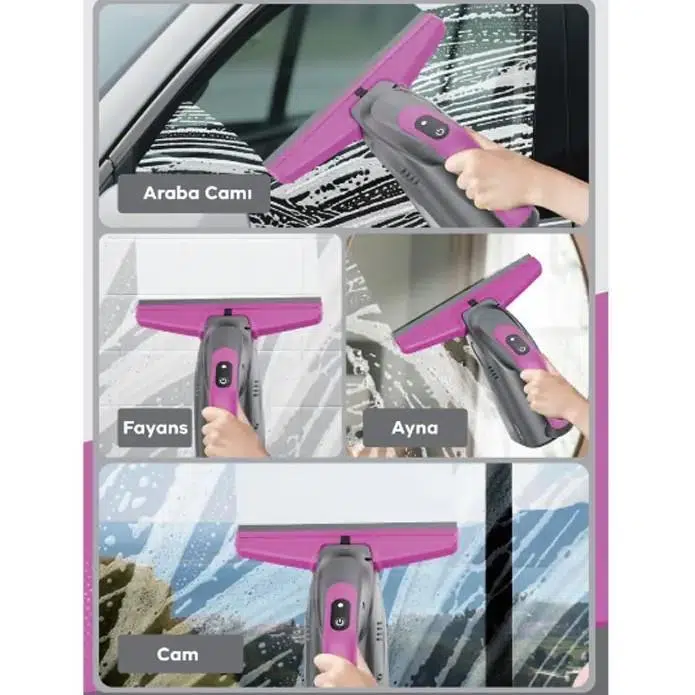 Ezere ClearView Şarjlı Cam Temizleyici Silme Makinesi Mikrofiber Başlıklı Ezere ClearView Şarjlı Cam Temizleyici Silme Makinesi Mikrofiber Başlıklı