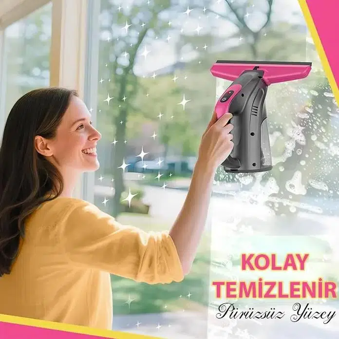 Ezere ClearView Şarjlı Cam Temizleyici Silme Makinesi Mikrofiber Başlıklı Ezere ClearView Şarjlı Cam Temizleyici Silme Makinesi Mikrofiber Başlıklı
