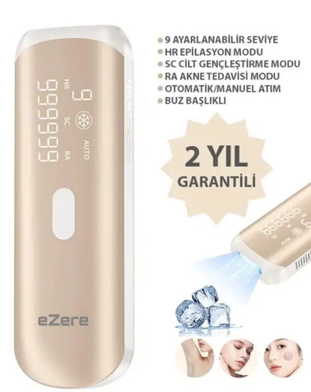 EZERE IPL Buz Lazer Epilasyon 999.999 Atim Otomatik/manuel Dokunmatik Ekran Agrisiz Vücut Yüz Cihazi