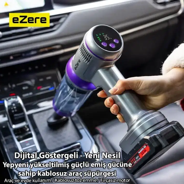 Ezere Powerstorm Kablosuz El Süpürgesi 20000Pa Çekim Gücü, 3 Kademeli, HEPA Filtre, 21V 2.0Ah Batarya Ezere Powerstorm Kablosuz El Süpürgesi 20000Pa Çekim Gücü, 3 Kademeli, HEPA Filtre, 21V 2.0Ah Batarya