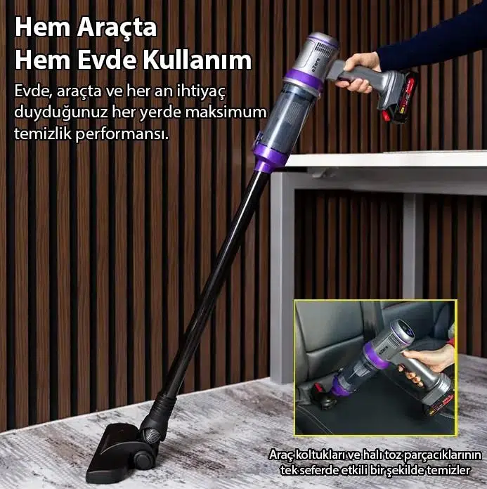 Ezere Powerstorm Kablosuz El Süpürgesi 20000Pa Çekim Gücü, 3 Kademeli, HEPA Filtre, 21V 2.0Ah Batarya Ezere Powerstorm Kablosuz El Süpürgesi 20000Pa Çekim Gücü, 3 Kademeli, HEPA Filtre, 21V 2.0Ah Batarya