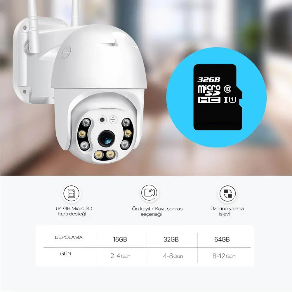 PTZ Dış Mekan Hareketli IP Kamera 1080P PTZ Dış Mekan Hareketli IP Kamera 1080P