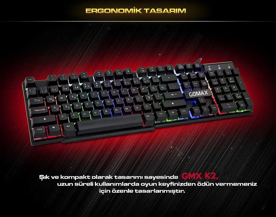 Gomax K2 Rgb Led Işıklı Oyuncu Klavyesi Gomax K2 Rgb Led Işıklı Oyuncu Klavyesi
