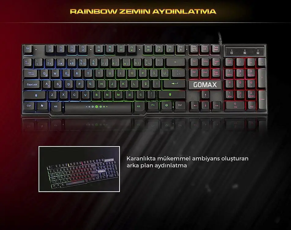 Gomax K2 Rgb Led Işıklı Oyuncu Klavyesi Gomax K2 Rgb Led Işıklı Oyuncu Klavyesi
