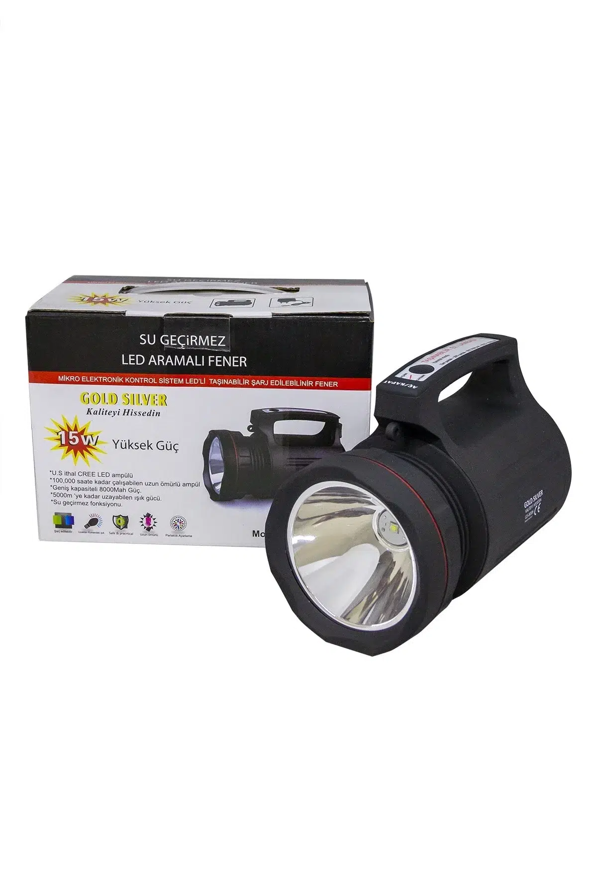 Gs-8006 Parlak Ledli Taşınabilir Şarj Edilebilir El Feneri 15w Gs-8006 Parlak Ledli Taşınabilir Şarj Edilebilir El Feneri 15w