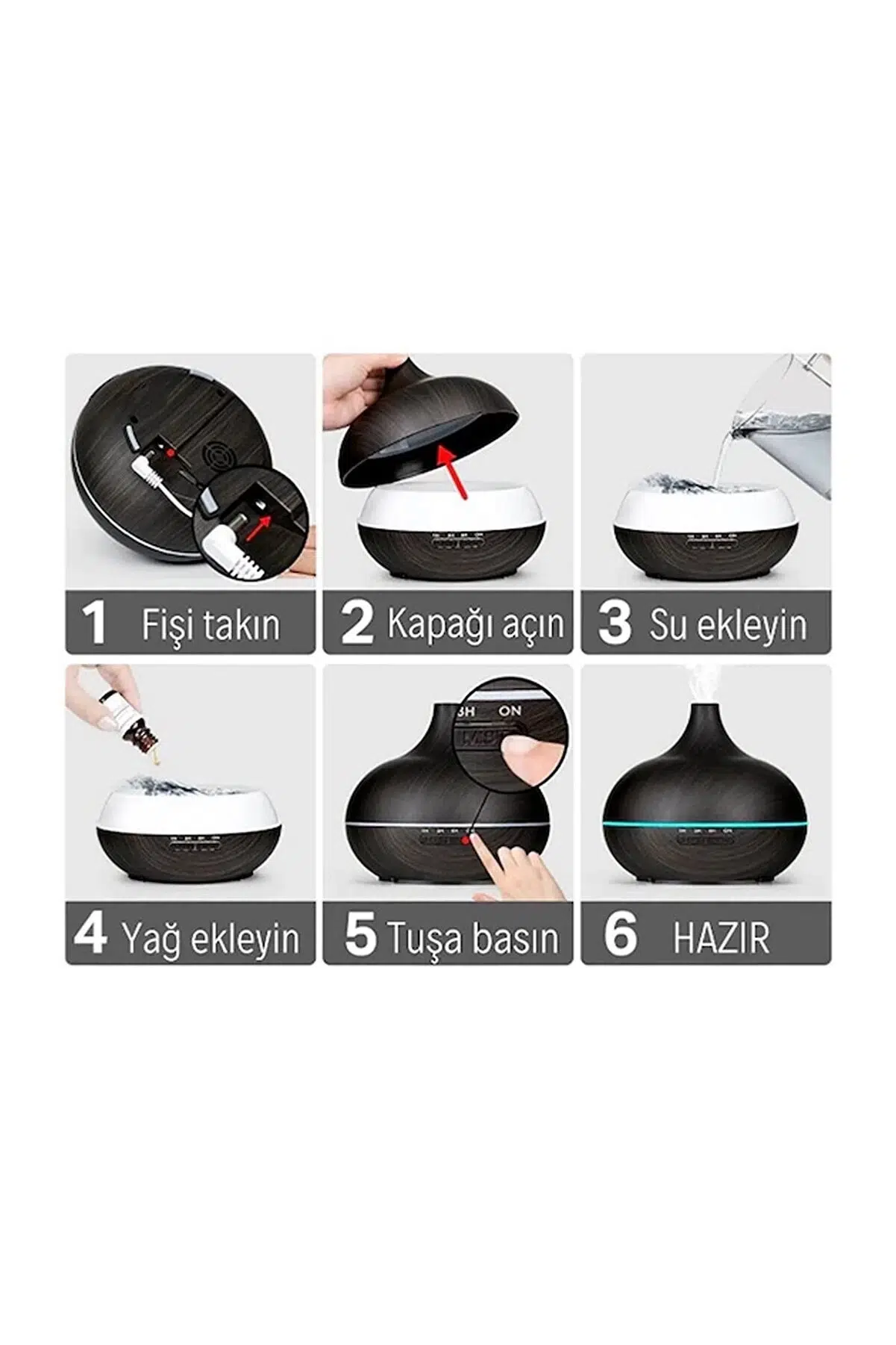 Hava Nemlendirici 7 Led Işıklı Aromatik Oda Kokusu 550 Ml Kahve Aroma Difüzörü Buhar Makinası Hava Nemlendirici 7 Led Işıklı Aromatik Oda Kokusu 550 Ml Kahve Aroma Difüzörü Buhar Makinası