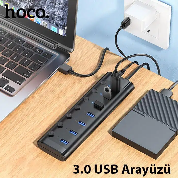 Hoco HB40 7xUSB 3.0 Anahtarlı USB Hızlı Şarj ve Veri Okuyucu Hoco HB40 7xUSB 3.0 Anahtarlı USB Hızlı Şarj ve Veri Okuyucu