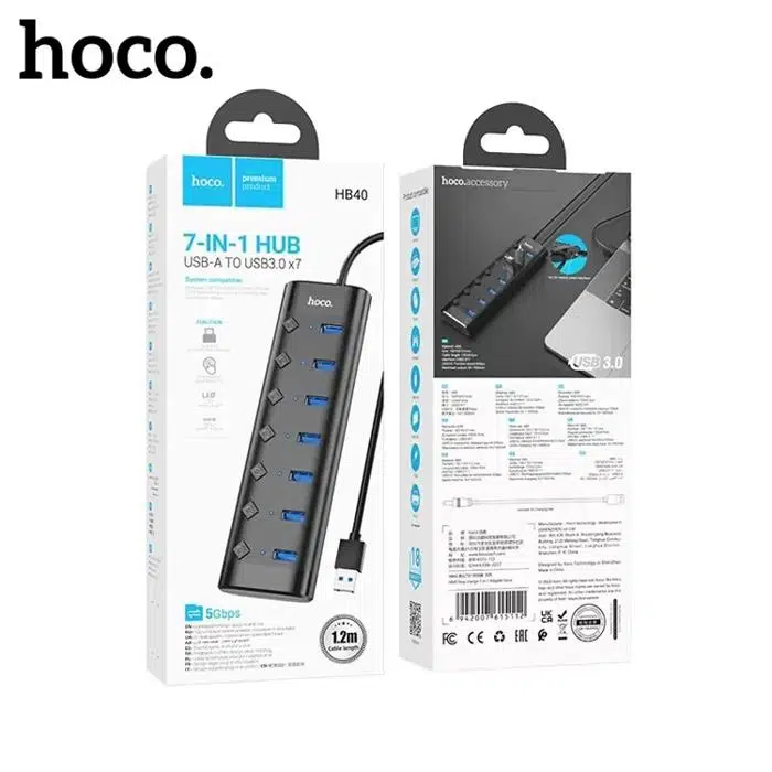Hoco HB40 7xUSB 3.0 Anahtarlı USB Hızlı Şarj ve Veri Okuyucu Hoco HB40 7xUSB 3.0 Anahtarlı USB Hızlı Şarj ve Veri Okuyucu