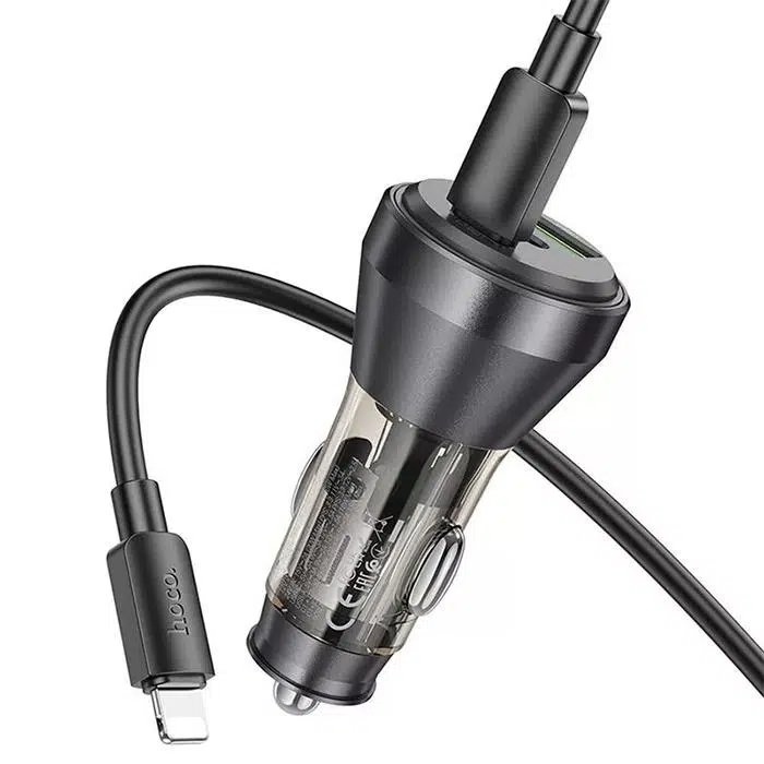 HOCO NZ12D Lucky PD60W 2 Type-C + USB Girişli Araç Çakmaklık Hızlı Şarj Aleti + Type-C to iPhone Kablolu 1Metre Siyah HOCO NZ12D Lucky PD60W 2 Type-C + USB Girişli Araç Çakmaklık Hızlı Şarj Aleti + Type-C to iPhone Kablolu 1Metre Siyah