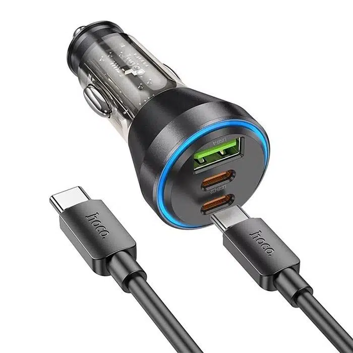HOCO NZ12D Lucky PD60W 2 Type-C + USB Girişli Araç Çakmaklık Hızlı Şarj Aleti + Type-C to Type-C Kablolu 1 Metre Siyah HOCO NZ12D Lucky PD60W 2 Type-C + USB Girişli Araç Çakmaklık Hızlı Şarj Aleti + Type-C to Type-C Kablolu 1 Metre Siyah