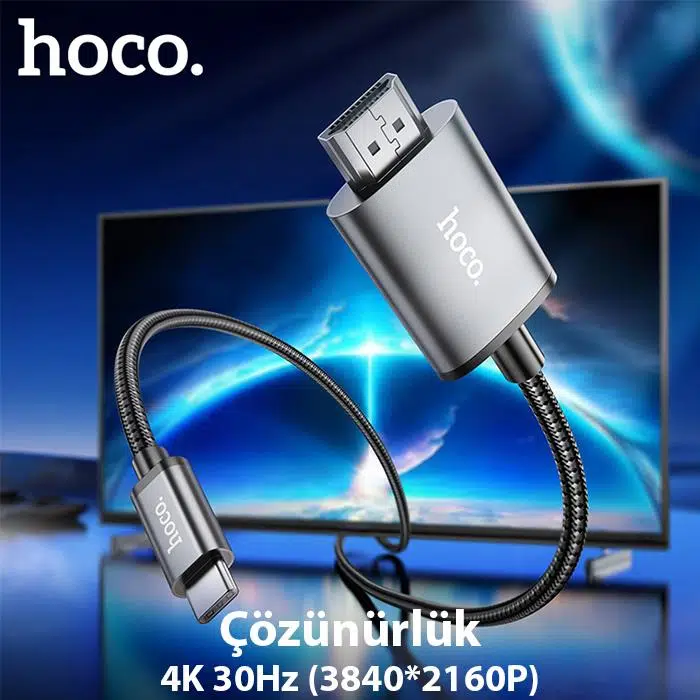 Hoco UA27 Type-c To HDMI HDTV Dönüştürücü Adaptör (4K 30Hz) Kablo Hoco UA27 Type-c To HDMI HDTV Dönüştürücü Adaptör (4K 30Hz) Kablo